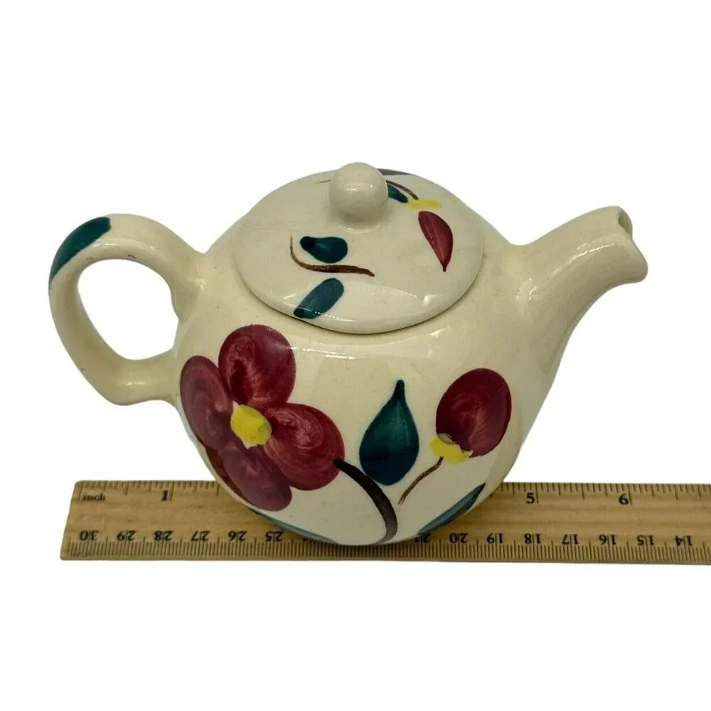 VTG 1940s‎ Purinton Pottery Hand Painted 10 oz Individual Tea Pot Mountain Rose